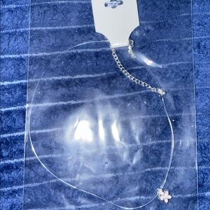 ☃️Silver Colored Wire Necklace with Pink Star Pendant